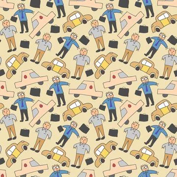 Pattern seamless kids with employe doodle element. Seamless pattern with skat Stock Illustration