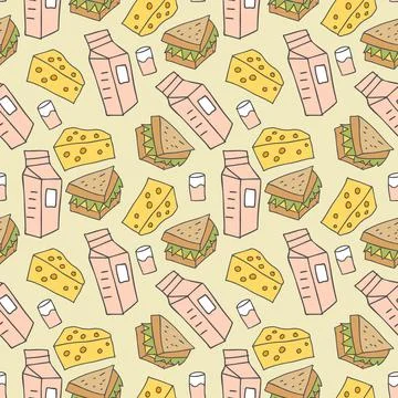 Pattern seamless kids with junk food doodle element. fast food seamless backg Stock Illustration