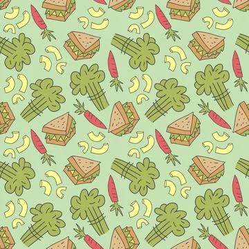Pattern seamless kids with meal doodle element. fast food seamless background Stock Illustration
