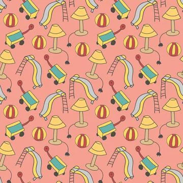 Pattern seamless kids with outdoor doodle element. Seamless childish pattern  Stock Illustration
