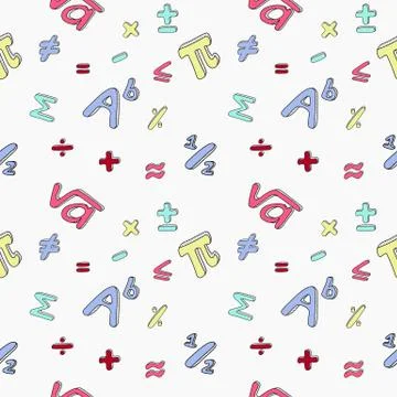 Pattern seamless Mathematical symbols. Stock Illustration