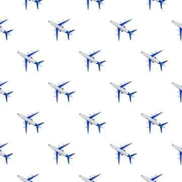 Pattern, seamless model airplane texture, plane on white background. Foto stock