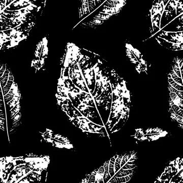 Pattern seamless monotype leaf plant. Botanical stamp print, Stock Illustration