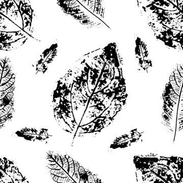 Pattern seamless monotype leaf plant. Botanical stamp print, Stock Illustration