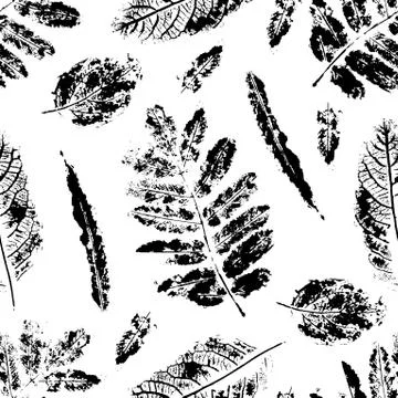 Pattern seamless monotype leaf plant. Botanical stamp print, Stock Illustration