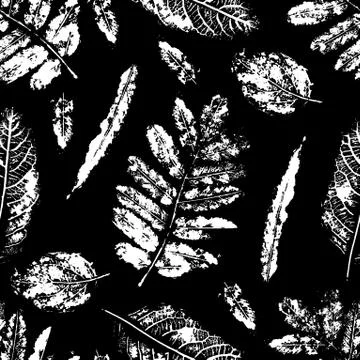 Pattern seamless monotype leaf plant. Botanical stamp print, Stock Illustration