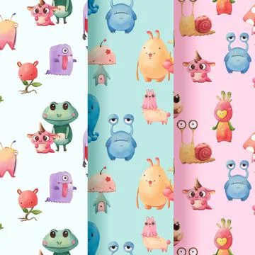 Pattern seamless with monster concept design watercolor illustration Stockillustratie