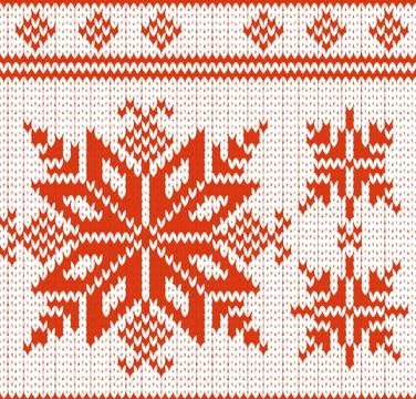 Pattern of a seamless red and white knitted background Stock Illustration