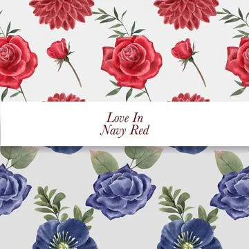 Pattern seamless with red navy wedding concept,watercolor style 스톡 일러스트