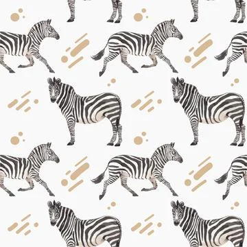 Pattern seamless with savannah wildlife concept design watercolor illustratio Illustrazione stock