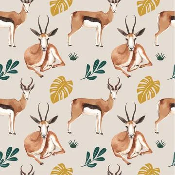 Pattern seamless with savannah wildlife concept design watercolor illustratio Illustrazione stock