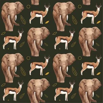 Pattern seamless with savannah wildlife concept design watercolor illustratio Illustrazione stock