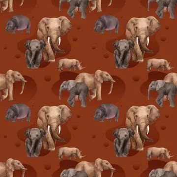 Pattern seamless with savannah wildlife concept design watercolor illustratio Illustrazione stock