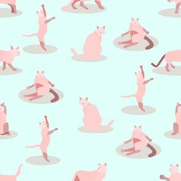 Pattern seamless set of cute cat element. vector illustration eps10 Stock Illustration