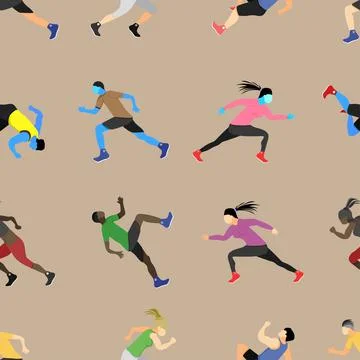 Pattern seamless set of the runner. male female group  who's love to run. 스톡 일러스트
