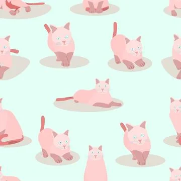 Pattern seamless set of soft pastel cute cat element. vector illustration eps Stock Illustration