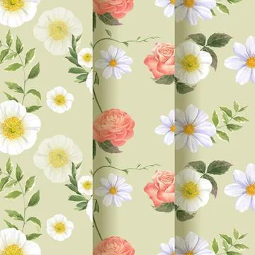 Pattern seamless with spring bright concept design watercolor illustration Stock Illustration