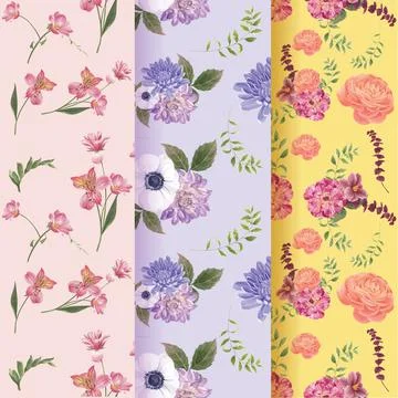 Pattern seamless with spring bright concept design watercolor illustration Stock Illustration