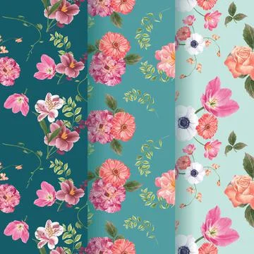 Pattern seamless with spring bright concept design watercolor illustration Stock Illustration