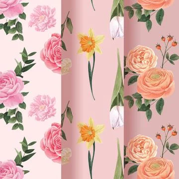 Pattern seamless with spring flower concept,watercolor style Stock Illustration