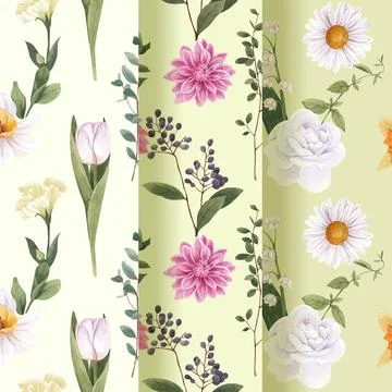 Pattern seamless with spring flower concept,watercolor style Stock Illustration