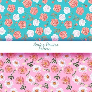 Pattern seamless with spring flower concept,watercolor style Illustrazione stock