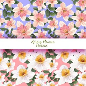 Pattern seamless with spring flower concept,watercolor style Stock Illustration