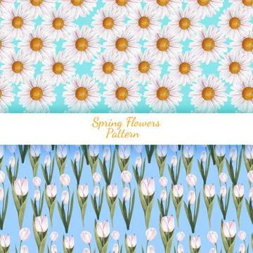 Pattern seamless with spring flower concept,watercolor style Stock Illustration