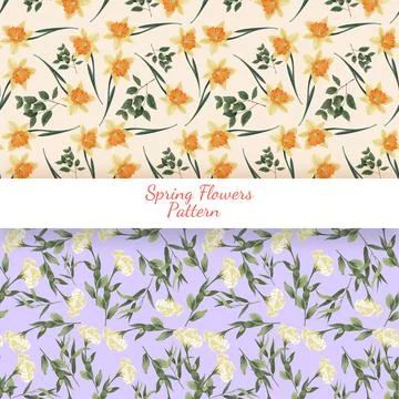 Pattern seamless with spring flower concept,watercolor style Stock Illustration
