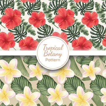 Pattern seamless with tropical botany concept, watercolor style Stock Illustration
