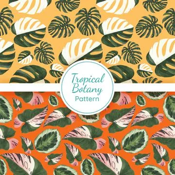 Pattern seamless with tropical botany concept, watercolor style Stockillustratie