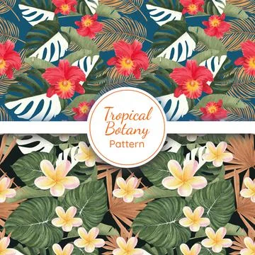 Pattern seamless with tropical botany concept, watercolor style Stock Illustration