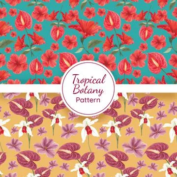 Pattern seamless with tropical botany concept, watercolor style Stock Illustration