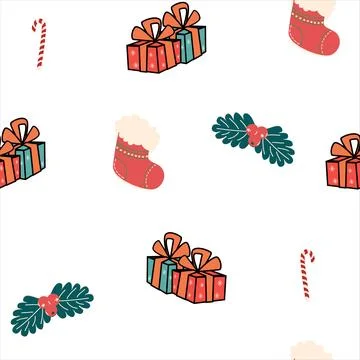 Pattern  seamless with winter christmas   elements on a white background Stockillustratie