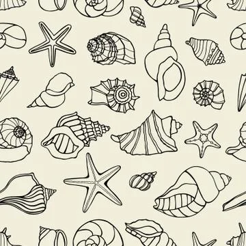Pattern with seashells Illustrazione stock