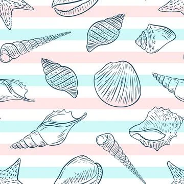 Pattern Seashells sketch vector illustration. Illustrazione stock