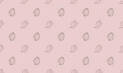 Pattern of seashells on a soft pink background Stock Illustration