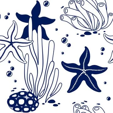 Pattern seastar blue Stock Illustration