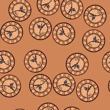 Pattern second clock sketch hand drawn イラスト素材