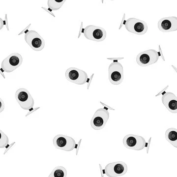 Pattern secure security camera cctv cartoon vector Illustrazione stock