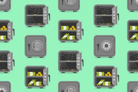 Pattern with security metal safes Stockillustratie