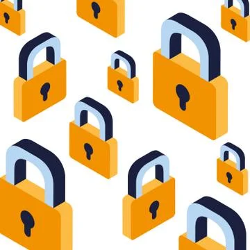 Pattern of security padlock on white background 스톡 일러스트