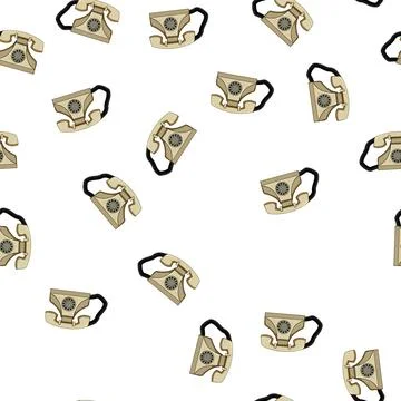 Pattern service telephone retro cartoon vector Stock Illustration
