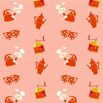 Pattern a set of dishes for a coffee Stock Illustration