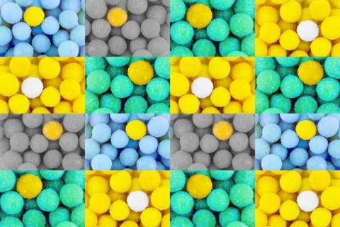Pattern set mesh light green mint yellow candy special among many blue gray n Foto stock