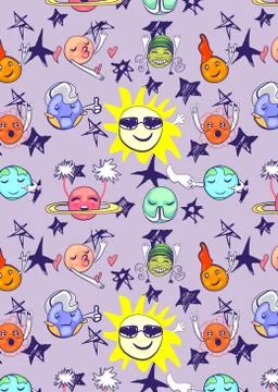 Pattern with set of planets Stock Illustration