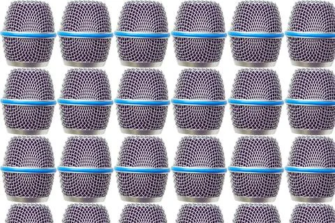 Pattern set of silver new mesh to protect the vocal microphone head Stock Photos