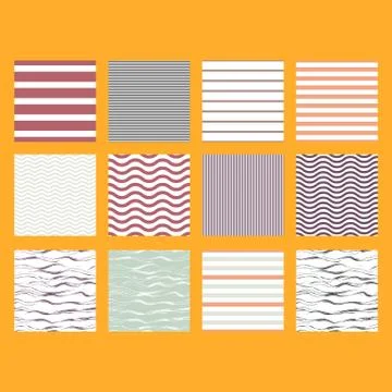 Pattern set stripe seamless design for wallpaper, fabric print and wrap paper. Stock Illustration