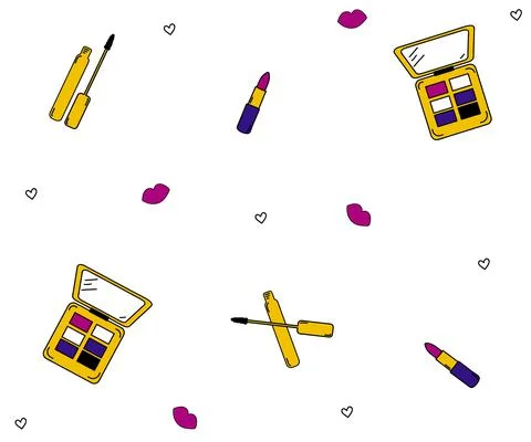 Pattern set of women's cosmetics in the doodle style Stock-Illustration