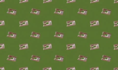 Pattern of sewing machines on green background 库存插图